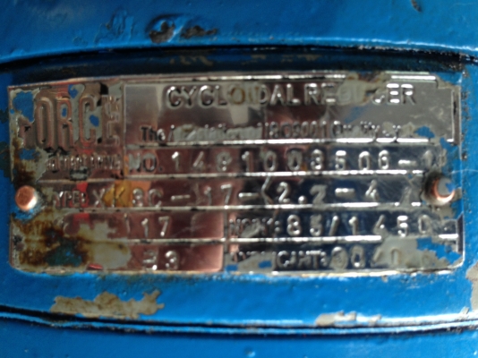 ขายมอเตอร์เกียร์ cyclo drive มอเตอร์ 3 HP. 1400 RPM. อัตราทด 1:17 สภาพดี พร้อมใช้งาน มีทั้งหมด 8 ตัว