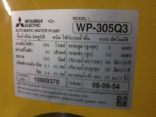 ปั๊มน้ำมิตรซู รุ่น 300 วัตถ์ มือสอง พร้อมใช้