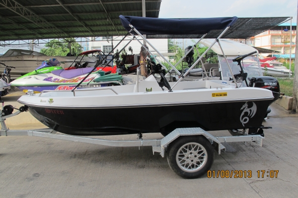 -ผ่อนได้- ขาย เรือพร้อมเครื่อง SUZUKI 20 แรง 4จังหวะเครืองใหม่พร้อมเทนเลอร์