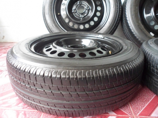 กระทะเหล็กสวยๆพร้อมยางขอบ15" ใส่ 4รู100 ( 2,400บาท )