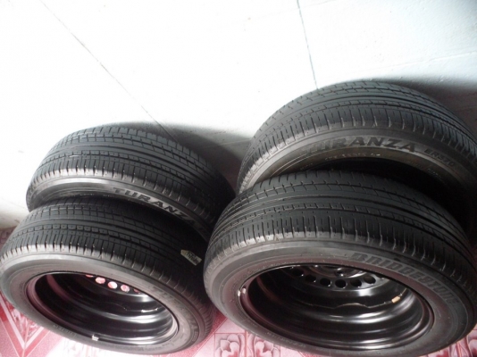 กระทะเหล็กสวยๆพร้อมยางขอบ15" ใส่ 4รู100 ( 2,400บาท )