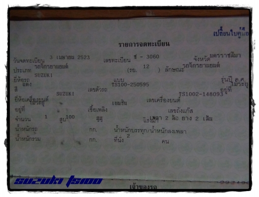 ขาย Suzuki TS100 วิบากคลาสสิค มีทะเบียน ราคา 18,500 บาท ขาย Suzuki TS100 วิบากคลาสสิค มีทะเบียน ราคา 18,500 บาท