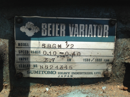 ขายมอเตอร์เกียร์ปรับรอบ Sumitomo 5 HP. สภาพดี พร้อมใช้งานทดลองเรียบร้อยแล้ว ( ในรูปยังไม่ได้ทำความสะอาด )