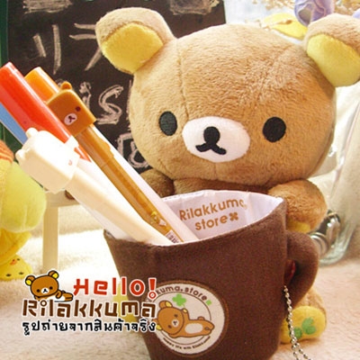 กล่องใส่ปากกาแสนน่ารัก ตุ๊กตาหมีริลัคคุมะ กอดถ้วยกาแฟ
