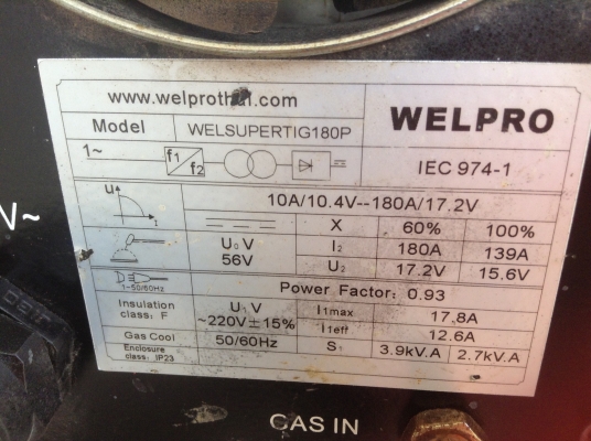 ขายตู้เชื่อม Inverter 2 ระบบ ยี่ห้อ Welpro รุ่น Welsuper TIG 180P