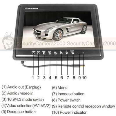 9 inch TFT LCD Color Monitor 2 CH Video Input