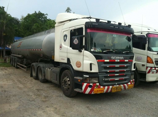 ขายรถบรรทุกน้ำมันหัวลากเทเลอร์ สแกนเนีย 380 แรงม้า 3 เพลา โหลดล่างคอขวด บรรจุ 40000 ลิตร ราคา 3600000