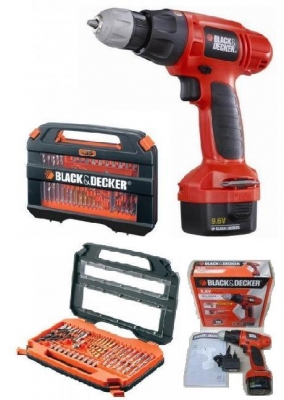 ไขควงและสว่านไร้สาย B&amp;D พร้อมดอกสวา่นและไขควงแท้ มีใบรับประกัน 1 ปี