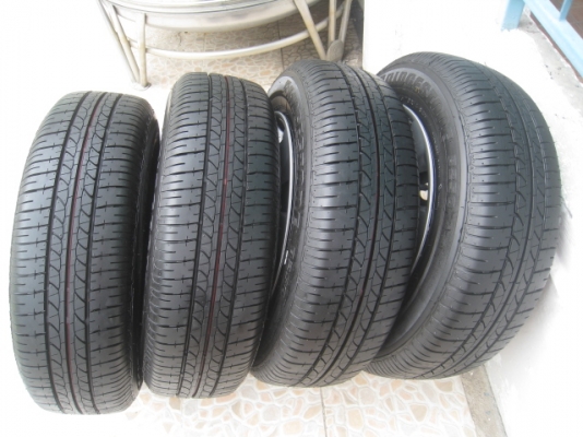 ขายกะทะล้อ Nissan almera ป้ายแดง ขอบ14 4รู100 + ฝาครอบ+ ยางปี13