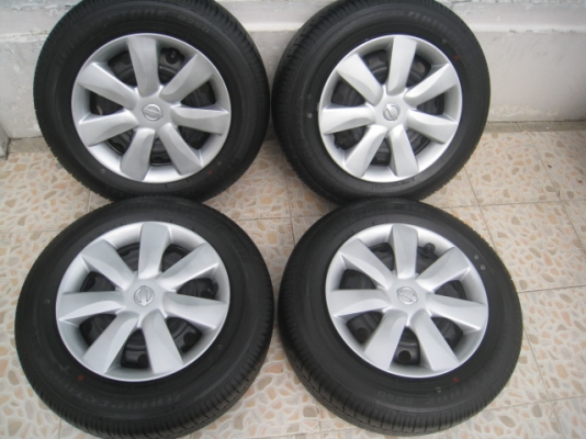 ขายกะทะล้อ Nissan almera ป้ายแดง ขอบ14 4รู100 + ฝาครอบ+ ยางปี13
