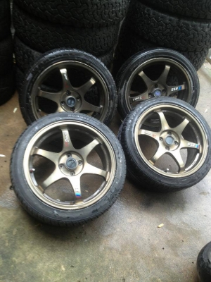 ขายล้อSSr type c rs ขอบ17 กว้าง7.5 4/100 พร้อมยางดอกเยอะถูกๆ 9000.-