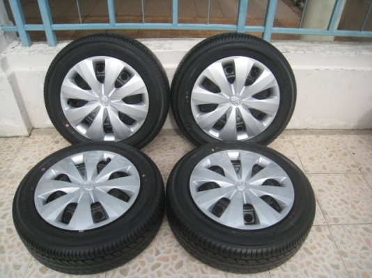 ขายกะทะล้อ Toyota vios ป้ายแดง ขอบ15 4รู100 +ฝาครอบ+ยางปี13