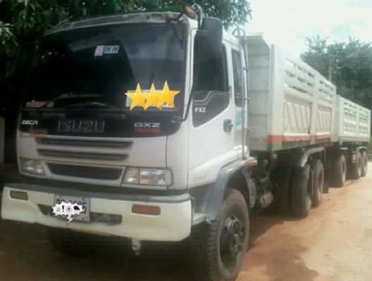ISUZU DECA FXZ 270 HP EURO1 ปี 46 รถพ่วงแม่+ลูก แม่กระบะดั๊มพ์เหล็ก 12 ตันของสามมิตรลอนเฉียง ลูก 3 เพลาดั๊มพ์ของอู่เสรีชัยความยาว 6.50 เมตร เครื่องแรงดีไม่มีเยิ้ม ภายในเก๋งคอนโซลสวยครบ แอร์เย็น พวงมาลัยเพาเวอร์ ระบบเบรคทริ๊ปฟี้ ช่วงล่างคัชซีสวย ยางสภาพดี