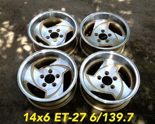 ขายล้อขอบ 14x6 ET-27 5/114.3 ลายแนวเรโทร ก้านแอ่น ออฟลึก สภาพสวยๆ ครับ