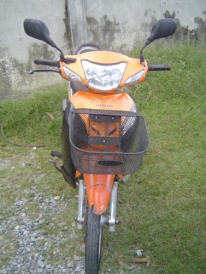 Honda Wave 100 Ubox กุญแจใหญ่ สีส้มดำ ทะเบียนชุดโอนครบ