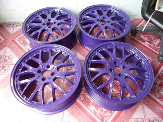 แม็ก18"4รู100 ลาย S038 Mesh กว้าง7" ทำสีใหม่(ม่วง),เช็คสภาพดัด คด ดุ้ง ให้เรียบร้อย ยกชุด12,900บ.(เอายาง+3,000)