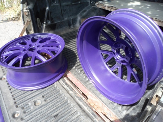 แม็ก18"4รู100 ลาย S038 Mesh กว้าง7" ทำสีใหม่(ม่วง),เช็คสภาพดัด คด ดุ้ง ให้เรียบร้อย ยกชุด12,900บ.(เอายาง+3,000)