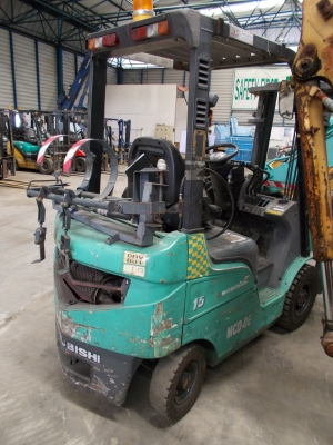 รถฟอร์คลิฟท์เครื่องยนต์LPG ขนาด 1.5ตัน Mitsubishi รุ่น:FG15T ซีเรียล:F25C-50160 ปี:2003 แผงงาเลื่อนได้