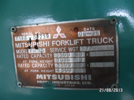 ขายรถยกโฟร์คลิฟท์ขนาด3.5ตันMITSUBISHIเสาสูง4.5เมตรเกียร์ออโต้สวยมาก