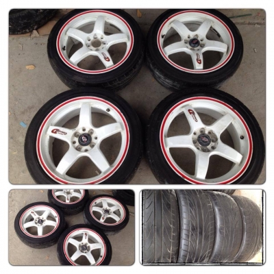 ขายแม็กมือ2ลาย Project D ขอบ17 4รู100/114+ ยาง ราคา 8,900 บาทถูก