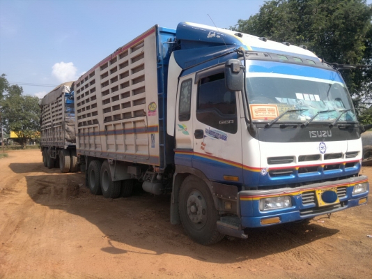 ขายรถพ่วง 22 ล้อ 2 เพลา แม่-ลูก กระบะเหล็กคอกเกษตรไม่ดั้ม ISUZU GIGR 6WA1-360 แรง ปี.52 รถใช้งานอยู่