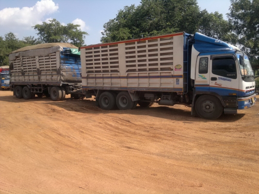 ขายรถพ่วง 22 ล้อ 2 เพลา แม่-ลูก กระบะเหล็กคอกเกษตรไม่ดั้ม ISUZU GIGR 6WA1-360 แรง ปี.52 รถใช้งานอยู่