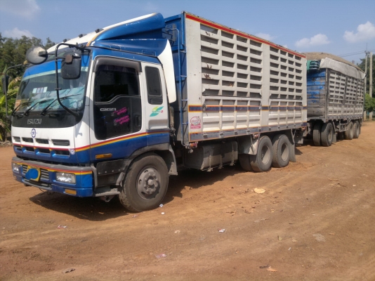 ขายรถพ่วง 22 ล้อ 2 เพลา แม่-ลูก กระบะเหล็กคอกเกษตรไม่ดั้ม ISUZU GIGR 6WA1-360 แรง ปี.52 รถใช้งานอยู่