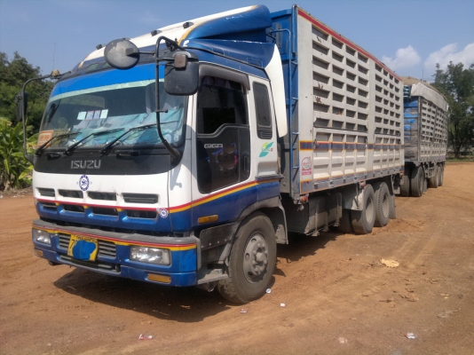 ขายรถพ่วง 22 ล้อ 2 เพลา แม่-ลูก กระบะเหล็กคอกเกษตรไม่ดั้ม ISUZU GIGR 6WA1-360 แรง ปี.52 รถใช้งานอยู่