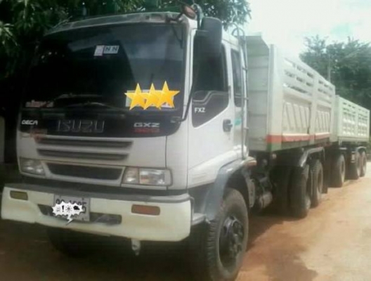ขายรถ 18 ล้อพ่วงแม่-ลูกดัมพ์ ISUZU DECA 270 ปี 2546 กระบะแม่สามมิตรลอนเฉียง ลูกกระบะเหล็ก KC โคราชคอกเสมอหัว ราคา 2180000
