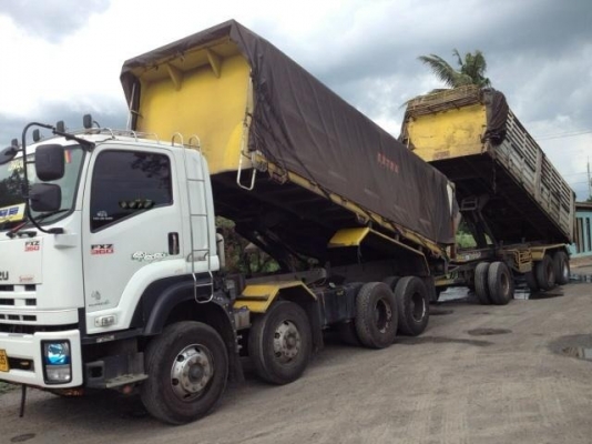 ISUZU DECA FXZ 360 HP EURO3 ปี 55 รถพ่วงแม่+ลูก แม่ 2 คานหน้ากระบะดั๊มพ์เหล็ก 12 ตันสภาพสวยจัดทั้งแม่ทั้งลูก ลูก 3 เพลาดั๊มพ์ความยาว 6.80 เมตร ภายในสวยอุปกรณ์อำนวยความสะดวกครบครัน ช่วงล่างแน่นทั้งแม่ลูก ยางสภาพดี 80\% พร้อมบรรทุกพร้อมใช้งานได้เลยครับ เอกสา