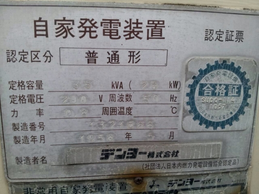 เครื่องสแปร Denyo 35 Kva นำเข้าจากประเทศญี่ปุ่น