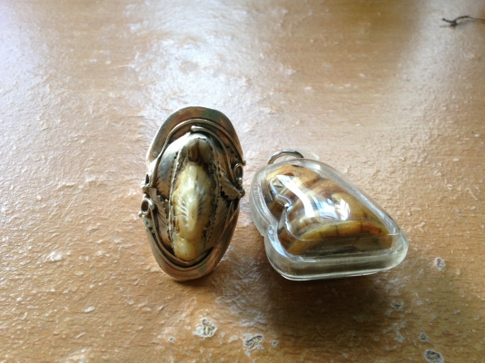 ขอขายถูกๆ!!!!  แหวนเงินหางปลากระเบนวงใหญ่+เขี้ยวเสือ