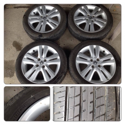 ขายล้อแม็กเดิมขอบ16 ตัว Top Jazz 4/100 + ยางปลายปี10 ราคา 7,900 บ.ถูก