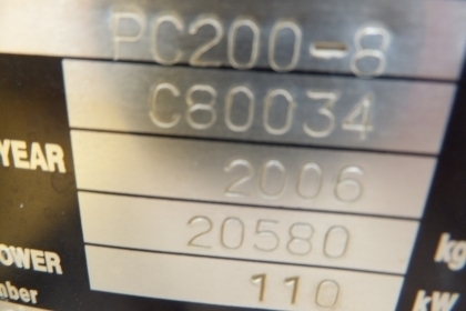 KOMATSU PC200-8รถปี2006 ซีเรียลC-80034ใช้งาน9200ช.ม