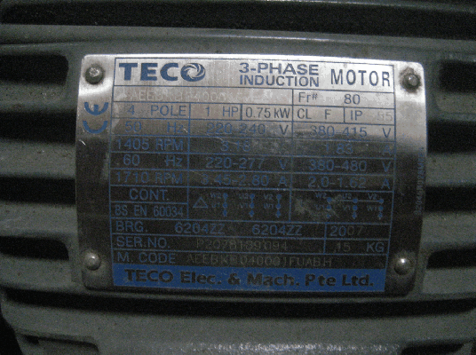 ขายด่วนมอเตอร์ 3 สาย 1 แรง TECO