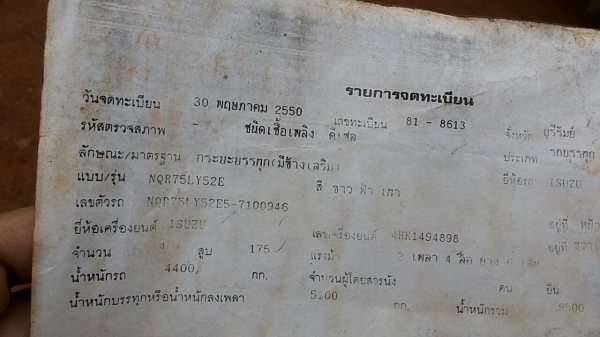 ขาย 6ล้อสวยๆ สดๆ มือเดียวออกห้างคัสซีใหญ่พิเศษไม่เรียวปลาย  ISUZU NQR 175 ห้างแท้ ปี50/07 เครื่องเดิม4HK1 175HP แห้งกริ๊ป ไม่มีเยิ้มไม่มีหลวม คัสซีNQR75LY52E5 สวยเดิมโรงงาน กระบะยาว 4.50ม.คอกมิเนียมเกษตร พื้นเหล็ก สภาพดี แหนบเสริมแล้ว ยาง8.25สวย6เส้น หัวบ