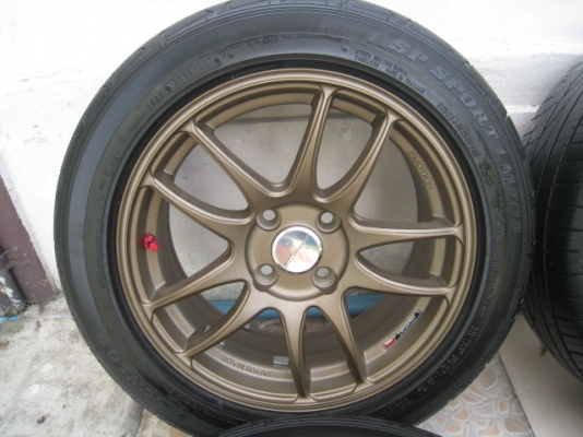 ขายล้อแม็กใหม่ W work emotion สีน้ำตาลยิงทราย  15"x6.5" et38 4รู 100 +ยาง \% ล้อไม่เคยใช้งานครับ  (081-3747940)