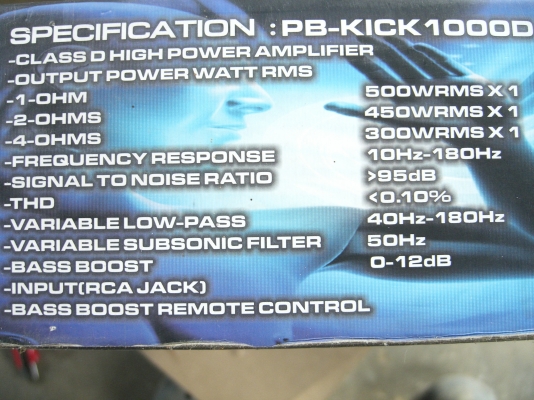 แอมป์ คลาสD  Power Blue PB-Kick1000D 1000Watts