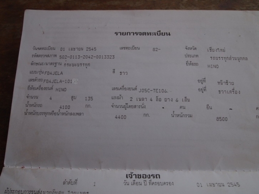 ขายรถบรรทุก6 ล้อ ดัมพ์ HINO  FB4J  เสมอทอง  เทอร์โบโรงงาน  ปี 45  ดัมพ์สามมิตร