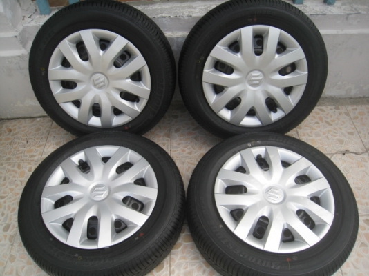 ขายกะทะล้อ Suzuki 4รู100+ ฝาครอบ + ยางป้ายแดง 175/65r15 ปี13 ตอนนี้มีอยู่ 4 ชุดครับ ปี0513,1113,2413,2613   (081-3747940)