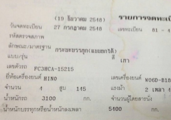 HINO FC 3H - 145 HP WO6D หกล้อดั๊มพ์ กระบะดั๊มพ์เหล็ก 4 ตันความยาว 3.60 เมตรสภาพสวย เครื่องแห้งแรงดี หัวเก๋งสีสันบางเดิมๆภายในคอนโซลสวย พวงมาลัยเพาเวอร์ ช่วงล่างใหญ่คัชซีสวยไม่มีดาม F หน้าหลังแล้ว ยาง 8.25 ขอบ 16 สภาพดี 70\% พร้อมบรรทุกพร้อมใช้งาน เอกสารทะ