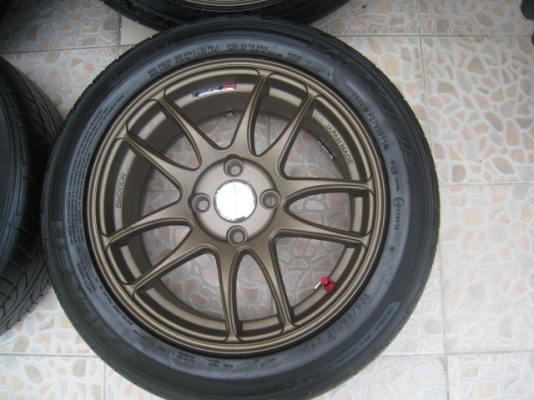 ขายล้อแม็กใหม่ W work emotion สีน้ำตาลยิงทราย  15"x6.5" et38 4รู 100 +ยาง \% ล้อไม่เคยใช้งานครับ  (081-3747940)