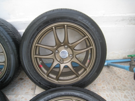 ขายล้อแม็กใหม่ W work emotion สีน้ำตาลยิงทราย  15"x6.5" et38 4รู 100 +ยาง \% ล้อไม่เคยใช้งานครับ  (081-3747940)