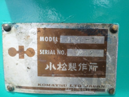 ขายรถขุดล้อยาง KOMATSU  PW 20-1 เครื่องยนต์ 3 สูบ