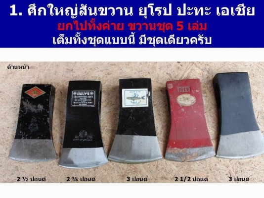 ขวานชุด: ยุโรปปะทะเอเชีย 1 ชุด มี 5 เล่ม เก่าเก็บยกชุด....สะสมขวาน ดีกว่า สะสมทอง ครับพี่น้อง