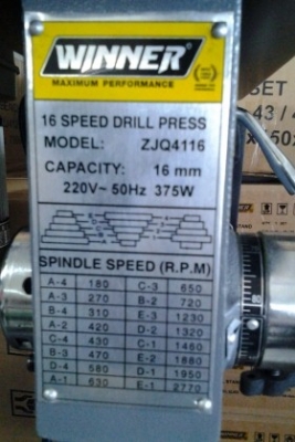 สว่านแท่น ของใหม่ winner หัวจับ 5/8 และ 3/4 ปรับ 16 speed มี sefty กรณีเปิดฝา ครอบสายพานเครื่องตัดการทำงาน อัตโนมัติ