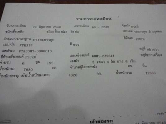 6 ล้อดั้มใหญ่ ISUZU DEGA FTR33HF เครื่อง 6HH1 กำลัง 210 แรง มืเดียวจากห้าง