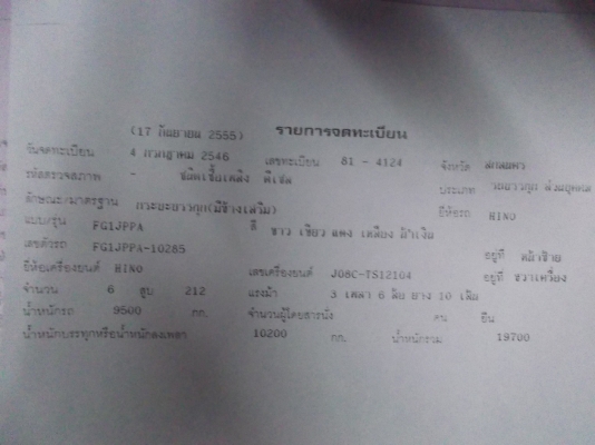 ขายด่วนรถสิบล้อHINOเมก้าเครืองJO8C220แรงม้าปี46