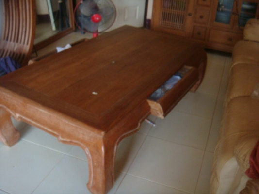 ขายโต๊ะกลางไม้สักทอง top marble แบบ2ลิ้นชัก5500 บาท