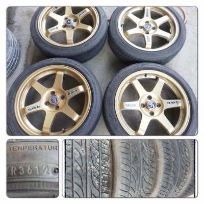 ขายแม็กมือ2ลาย TE37 ขอบ17 4รู100+ ยางปี12 ราคา13,900 บาทถูก